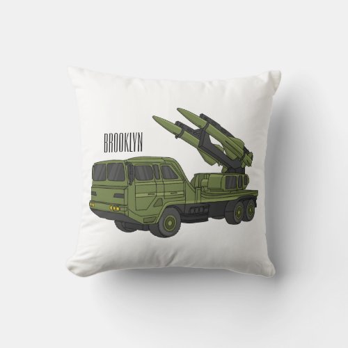 Military missile truck cartoon illustration throw pillow