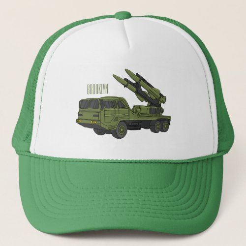 Military missile truck cartoon illustration trucker hat
