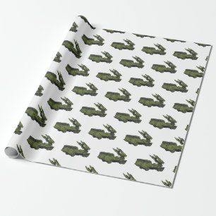 Military missile truck cartoon illustration wrapping paper