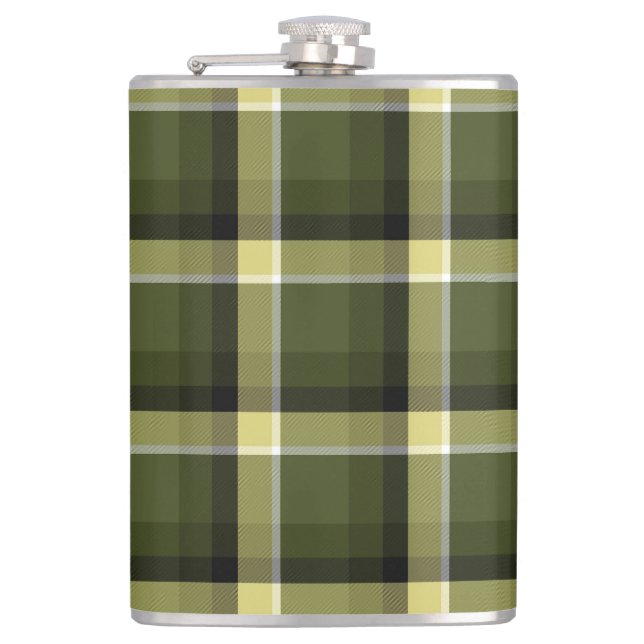 Military Modern Camouflage Plaid Pattern  Flask (Front)