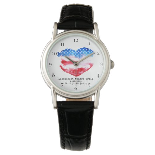  Military Mom Veteran Red White Blue Heart Flag Watch