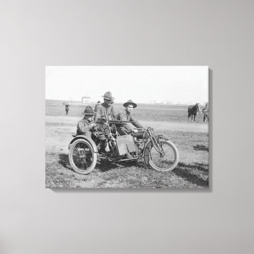 Military Motorcycle with Sidecar and Machine Gun Canvas Print