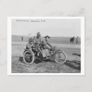 Military Motorcycle with Sidecar and Machine Gun Postcard