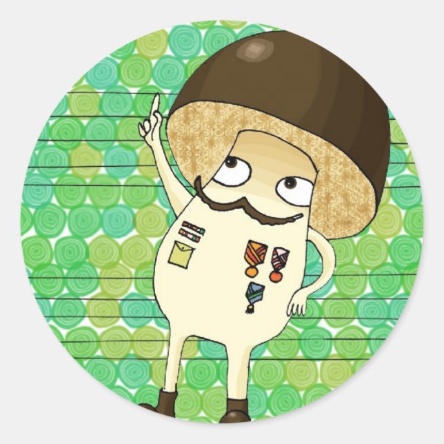 Military mushroom classic round sticker (Front)