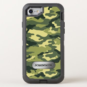 Military Nameplate With Green Camouflage Pattern Otterbox Defender Iphone Se/8/7 Case by CityHunter at Zazzle