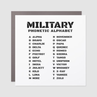 Military NATO Phonetic Alphabet Alpha-Zulu Car Magnet