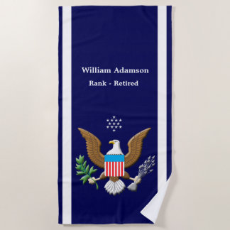 Military Navy Defense emblem personalize Beach Towel