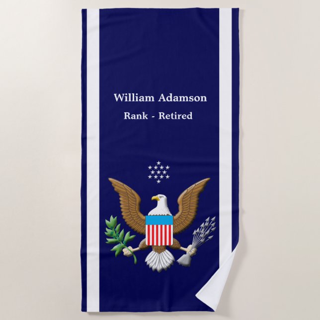 Military Navy Defense emblem personalize Beach Towel (Front)