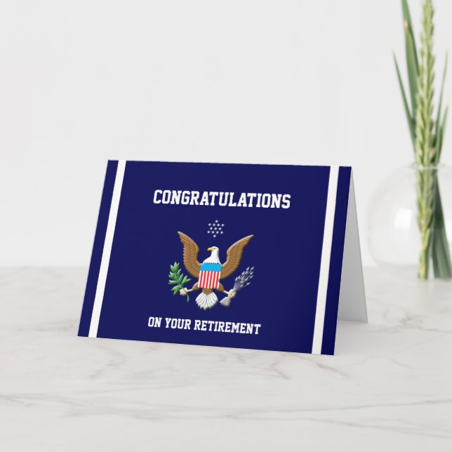 Military Navy Retirement-2 Colors Defense emblem Card (Front)