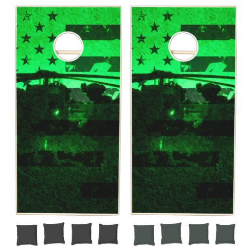 Military Night Operations with American Flag Cornhole Set