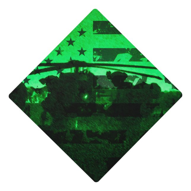 Military Night Operations with American Flag Graduation Cap Topper (Front)