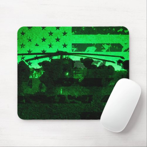 Military Night Operations with American Flag Mouse Pad