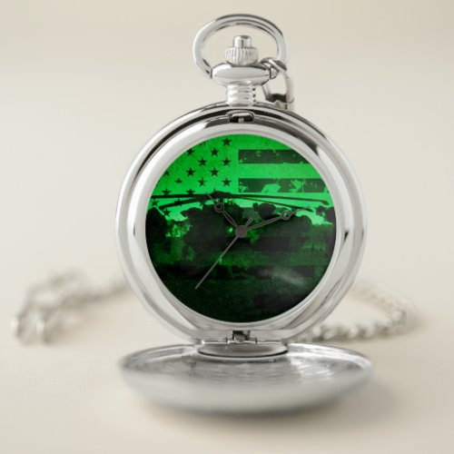 Military Night Operations with American Flag Pocket Watch