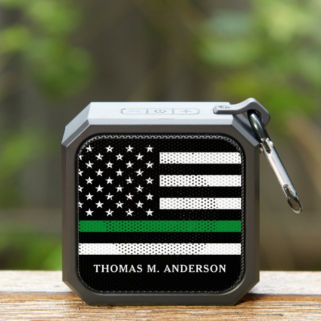 Military Officer Personalized Thin Green Line Bluetooth Speaker (Insitu(Outdoor))