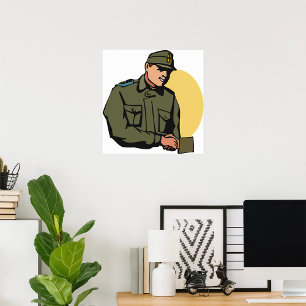 Military Officer Retro Army Soldier Poster