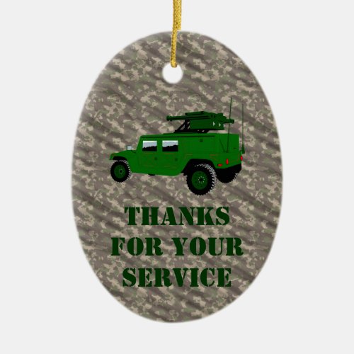 Military Offroad Truck Tow Missile Launcher Ceramic Ornament