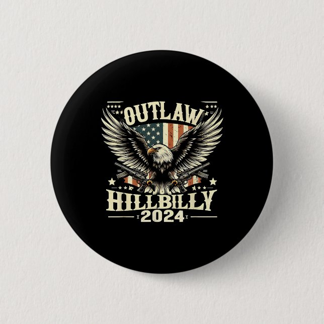 Military Outlaw Hillbilly 2024 Us Election Day  Button (Front)