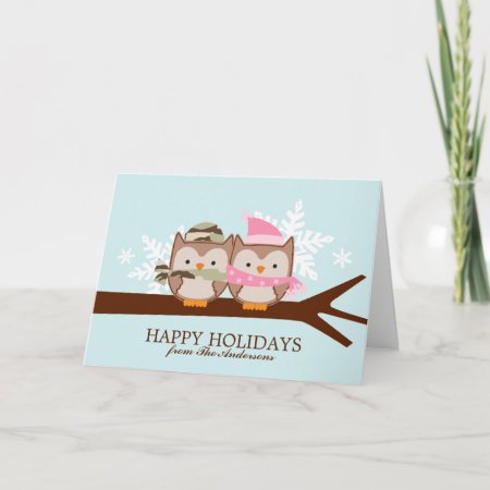 Military Owl Couple Christmas Cards