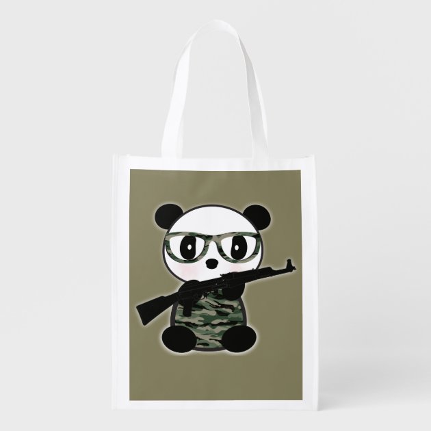 Military Panda Bear Grocery FoldUp Tote Bag | Zazzle