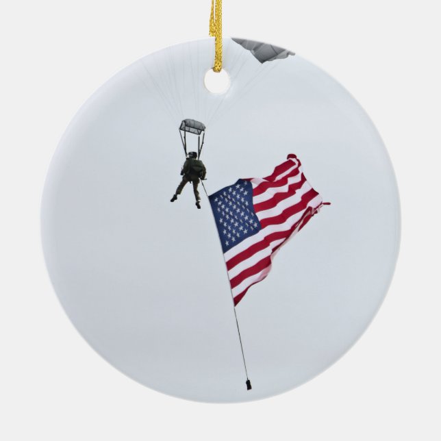 Military Parachute Guy  Ornament (Back)