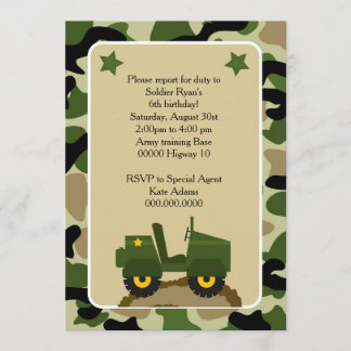 Military Party Invitation Soldado camuflage