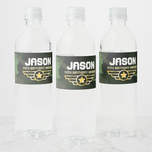 Military Party Style Water Bottle Label