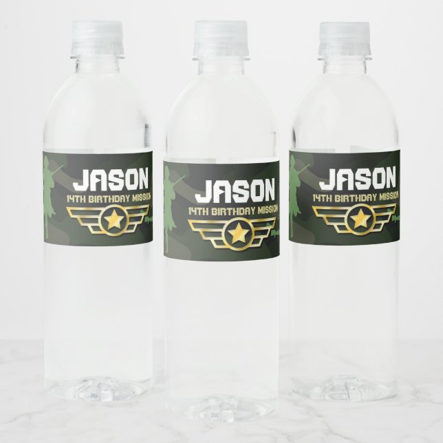 Military Party Style Water Bottle Label (Bottles)