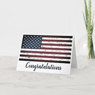 Military Patriotic American Flag Congratulations Card
