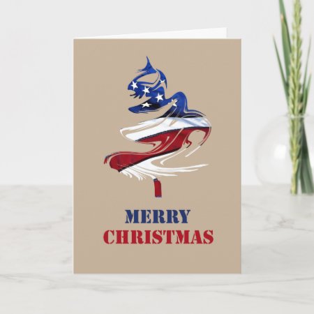 Military Patriotic American Merry Christmas Tree Holiday Card