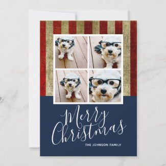 Military Patriotic Christmas 4 photo collage Holiday Card