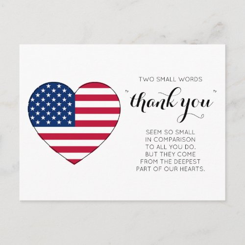 Military Patriotic Heart American Flag Thank You 