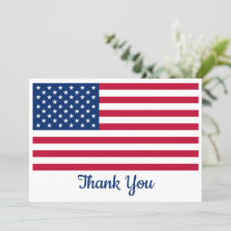 Military Patriotic Personalized USA American Flag Thank You Card | Zazzle