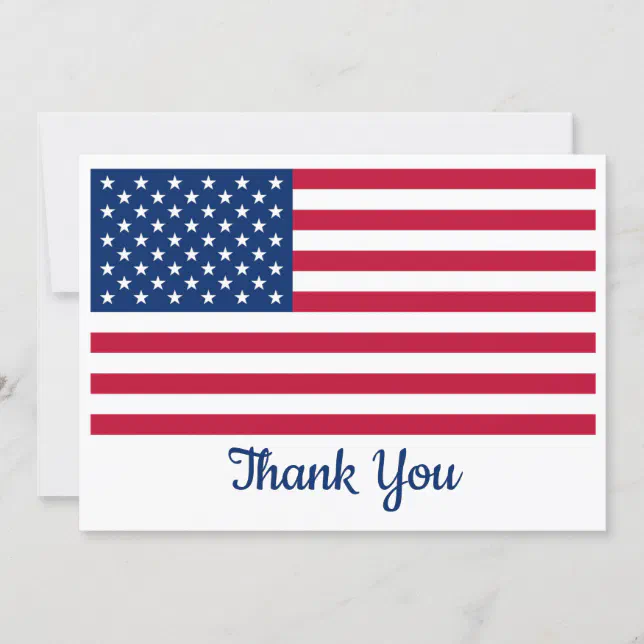 Military Patriotic Personalized USA American Flag Thank You Card | Zazzle