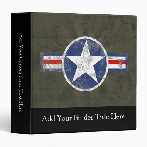 Military Patriotic Vintage Star 3 Ring Binder