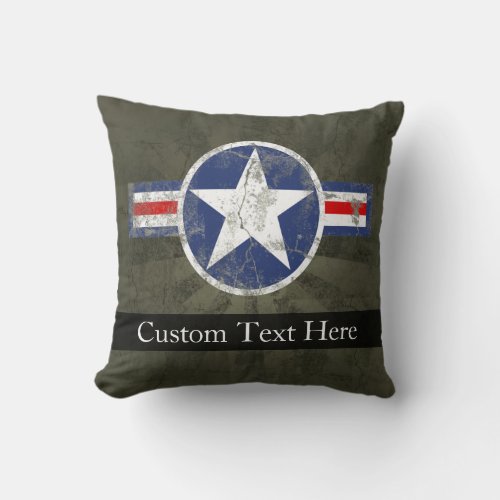 Military Patriotic Vintage Star Throw Pillow