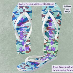 Military Personalized Purple Up Adult Multi-Color Flip Flops
