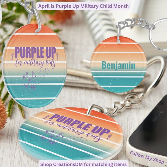 Military Personalized Purple Up Keychain (Creator Uploaded)