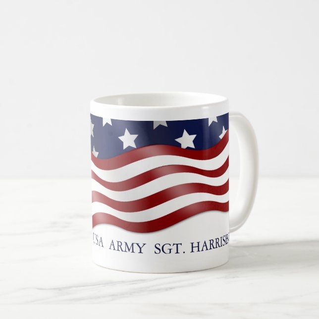 Military Personalized Waving Flag Coffee Cup (Front Right)