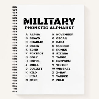 Military Phonetic Alphabet Alpha-Zulu Notebook