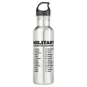 Military Phonetic Alphabet Canada Stainless Steel Water Bottle