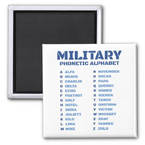Military Phonetic Alphabet ICAO Magnet