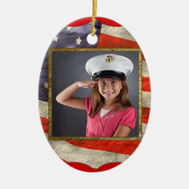 Military Photo Ceramic Ornament (Front)