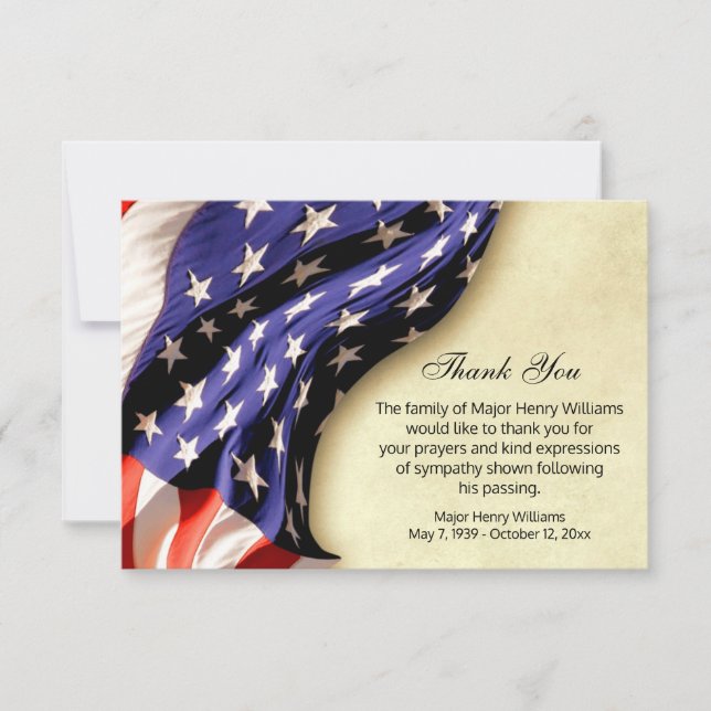 Military Photo Memorial Funeral Thank You Card (Front)