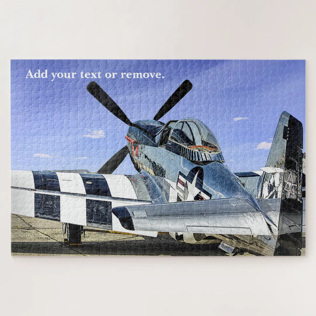 Military photo of a P-51 Mustang fighter airplane: Jigsaw Puzzle (Horizontal)