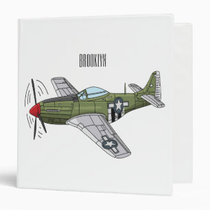 Military plane cartoon illustration 3 ring binder