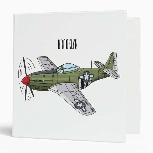 Military plane cartoon illustration 3 ring binder (Front/Inside)