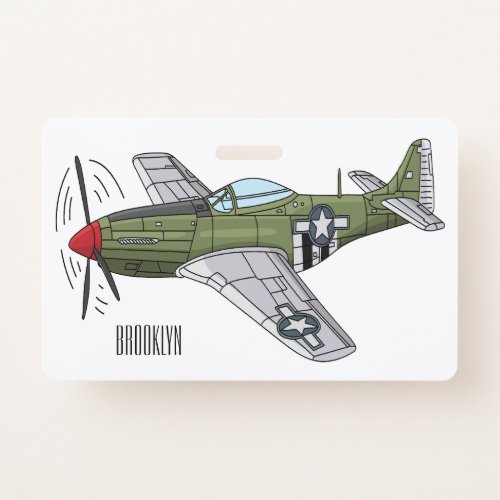 Military plane cartoon illustration badge