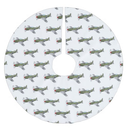 Military plane cartoon illustration  brushed polyester tree skirt