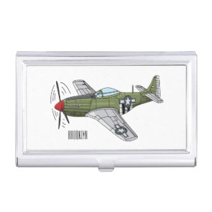 Military plane cartoon illustration business card case