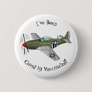 Military plane cartoon illustration button